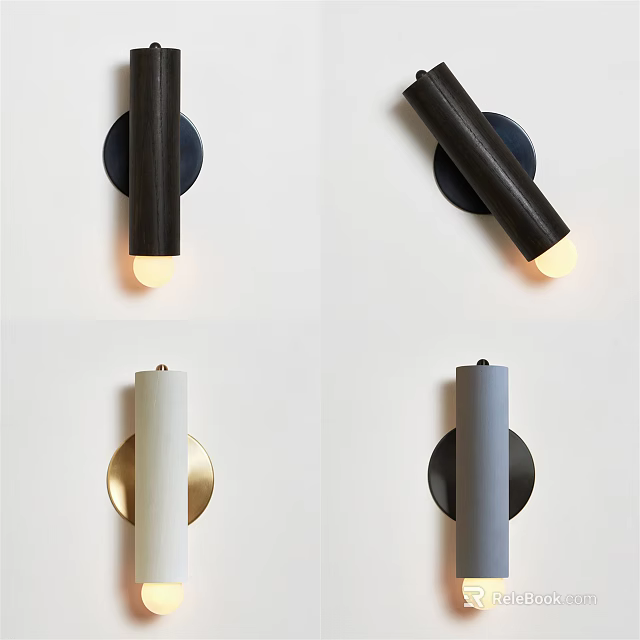Modern Minimalist Wall Lamps With Black White Grey And Gold Sleek Design And Soft Lighting 3d model 