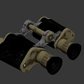 Vintage Military Weapon Binoculars With Leather Grip And Brass Components Design