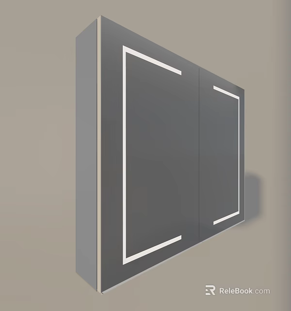Modern Wall Mounted Mirror With Clean White Accent Lines And Minimalist Design Style 3d model 