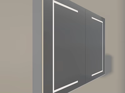 Modern Wall Mounted Mirror With Clean White Accent Lines And Minimalist Design Style 3d model