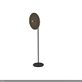 Modern Minimalist Floor Lamp with Round Fabric Shade and Black Metal Pole for Living Room