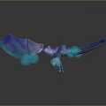 Fantasy Mythical Character Blue Purple Dragon With Iridescent Wings And Shimmering Scales