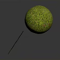 Three Textured Spheres and Cubes with Green and Brown Mossy Surfaces in 3D Render