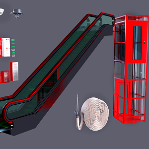 Industrial LOFT Elevator Escalator Sightseeing Elevator 3d model