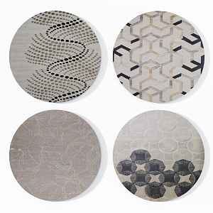 High gray abstract art pattern round carpet combination 3d model