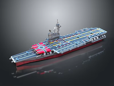 Detailed Aircraft Carrier Model With Flight Deck And Control Tower Structure 3d model