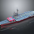 Detailed Aircraft Carrier Model With Flight Deck And Control Tower Structure