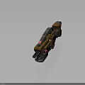 Futuristic Sci Fi Weapon Design With Brown Black Body And Red Glowing Elements
