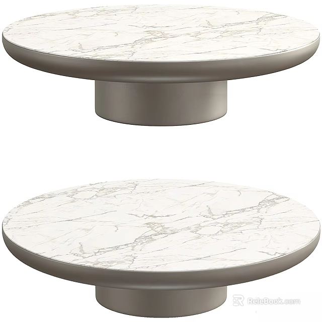 Round Marble Dining Table With Smooth Surface And Metal Base For Modern Interior 3d model