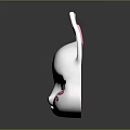 White Cat Shaped Mask With Pink Crescent Moon And Tear Like Patterns 3d model