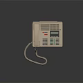 Vintage Beige Telephone With Keypad Display Screen And Curved Handset Cord