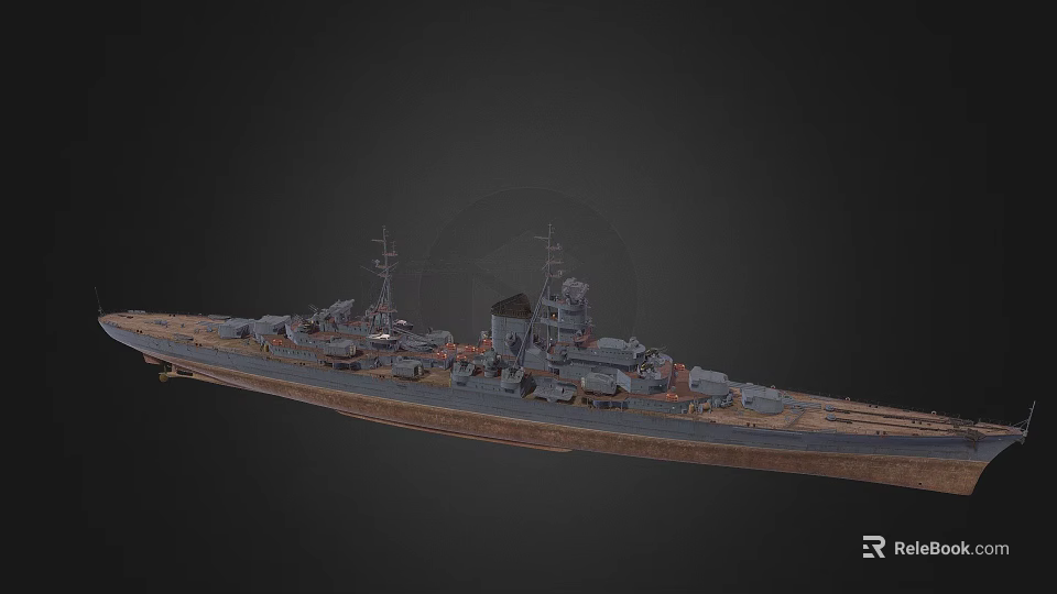 Warship 3D Model Showcasing Detailed Deck Superstructure And Naval Design Features 3d model 