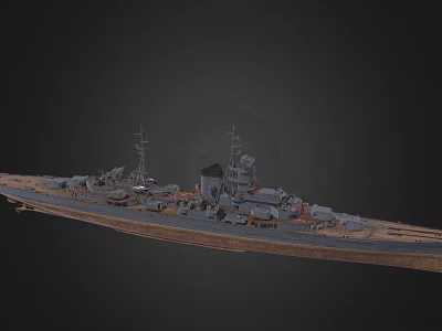 Warship 3D Model Showcasing Detailed Deck Superstructure And Naval Design Features 3d model