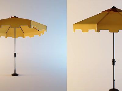 Yellow Patio Sunshade With Curved Edge Black Pole And Sturdy Base 3d model