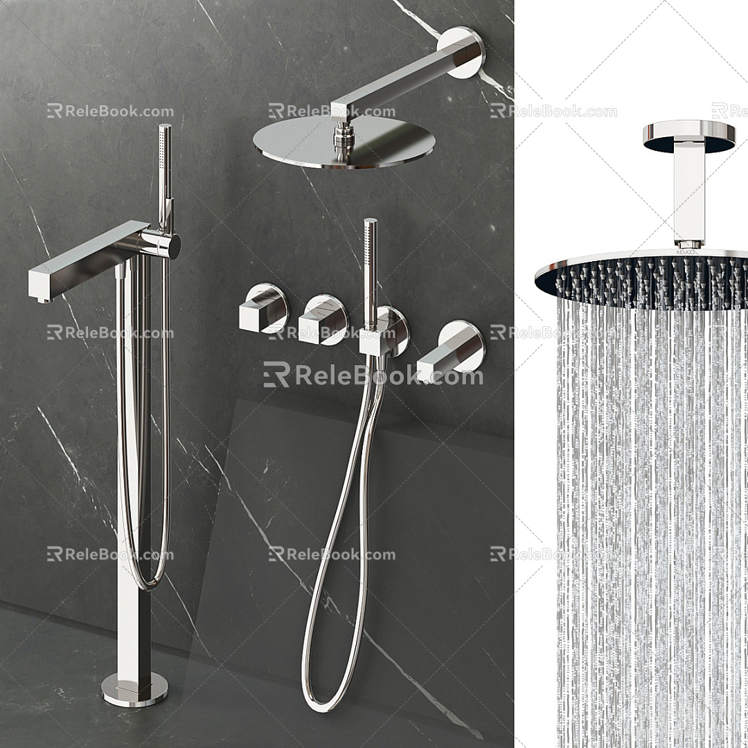 Modern rain shower shower faucet 3d model