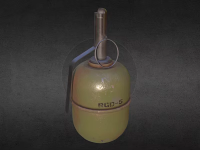 RGD-5 Hand Grenade Olive Green Military Weapon With Metal Fuse And Pull Ring Components 3d model