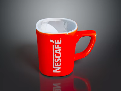 Red Nescafe Brand Mug With Logo For Essential Daily Life Use 3d model