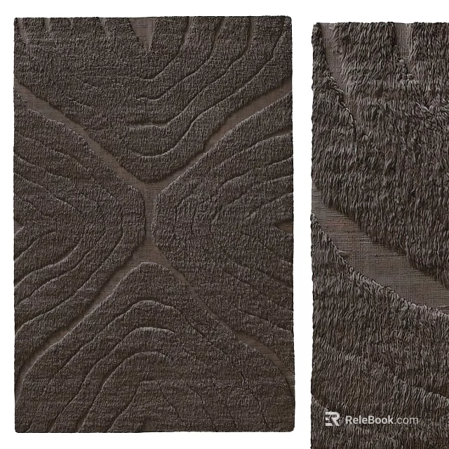 Dark Brown Square Rug With Textured Pattern And Plush Surface For Home Decor 3d model