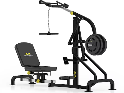 Sturdy Black Strength Training Fitness Equipment With Adjustable Seat And Weight Plates 3d model