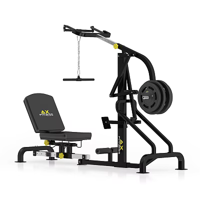 Sturdy Black Strength Training Fitness Equipment With Adjustable Seat And Weight Plates 3d model