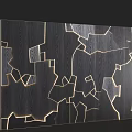 Dark Wooden Wall Lamp With Geometric Cutout Design And Illuminated Lines For Interior Decor