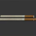 Cigarettes Arranged On Dark Background With White Filters And Brown Tips