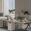 Modern Public Office Space Interior With Workstations Office Chairs Computers And Green Plants