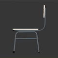 Minimalist White Chair With Blue Metal Frame Flat Backrest And Seat