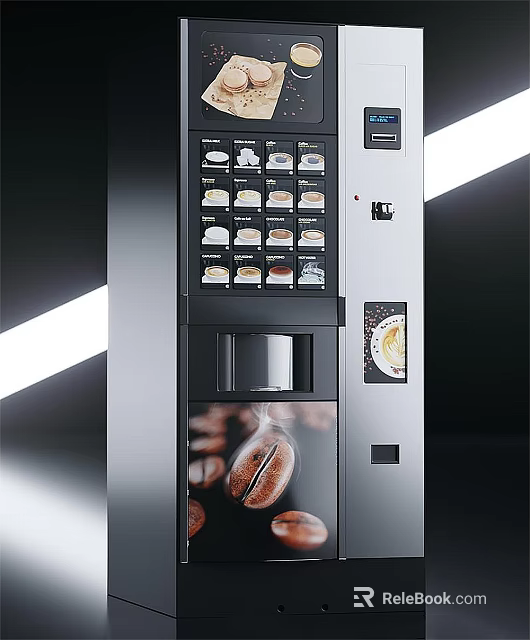 Modern Coffee Vending Machine With Multiple Drink Selections And Coffee Cup 3d model