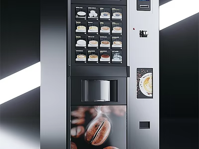 Modern Coffee Vending Machine With Multiple Drink Selections And Coffee Cup 3d model
