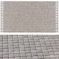 Gray Woven Square Rug with Fringe Tassels and Textured Design for Modern Interiors