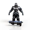 Mechanical Warrior Figure In Intricate Armor With Futuristic Weapon And Metallic Body Structure
