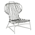 Leisure Chair With Woven Black Rope And Natural Wooden Frame Design