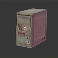 Beige And Pink Desktop Computer Tower With Retro Front Panel Buttons And Interface Ports 3d model