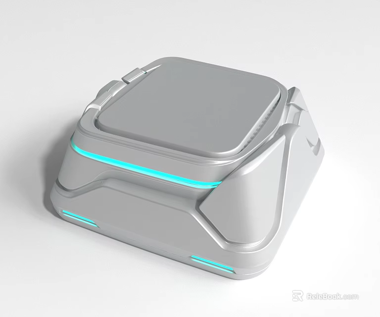 Futuristic Activation Device With Modern Square Structure And Blue LED Lights 3d model 