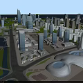Birds Eye View Urban Planning Showcasing City Layout Buildings Streets Green Spaces and Waterfront