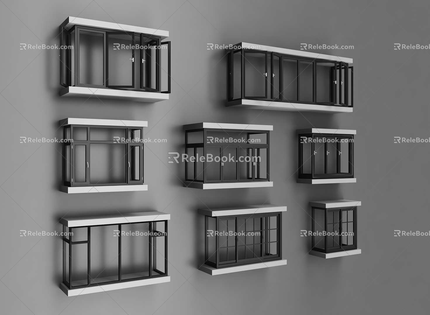 Bay window, casement window, sliding window, balcony window, aluminum alloy window 3d model