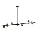 Modern Linear Black Ceiling Pendant Light With Gold Accents And Multiple Lights 3d model