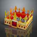 Ornate Pixel Art Golden Crown With Red Gem And Spiked Design