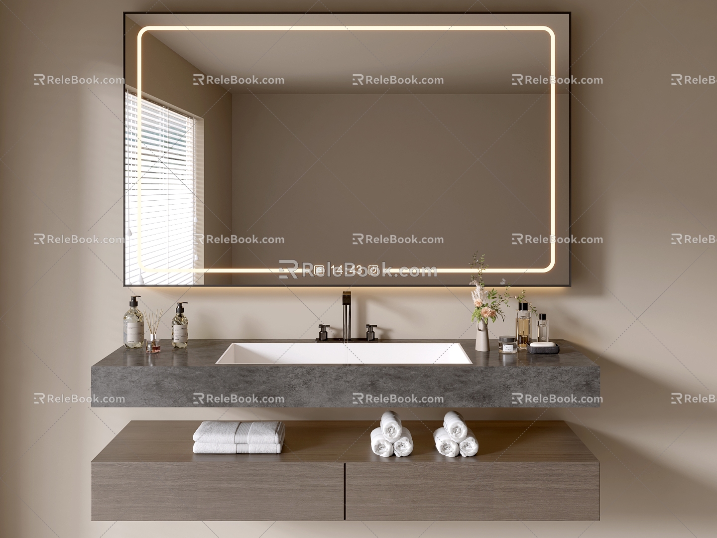 Modern Bathroom Cabinet Bathroom Counter Basin Bathroom Ornaments Mirror Cabinet Sink 3d model