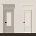 Classic White Hinged Doors With Decorative Frames Panel Design And Wooden Floor Interior 3d model
