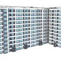 Modern Multi Storey Residential Building With Glass Windows White Gray Facade And Balconies