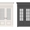 Stylish White And Black Double Doors With Glass Panels And Door Handles Interior 3d model