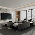 Modern Living Dining Room Interior Design With Large Windows Sofa Coffee Table And Chairs