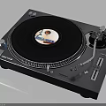 Professional Vinyl Turntable With Black Platter Tonearm And Vinyl Record For Music Playback