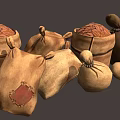 Traditional Hessian Sacks for Storing Walnuts with Various Sizes and Patch Details