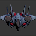 Futuristic Sci Fi Game Movie Character With Spiked Blue Mechanical Body And Red Accents