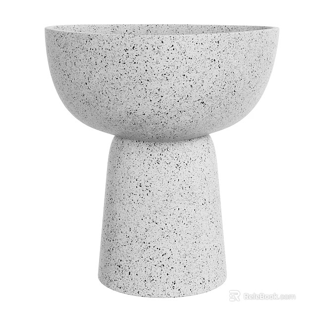 Speckled White Concrete Like Coffee Table With Minimalist Pedestal Base Design 3d model