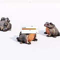 Three Hand Carved Metal Frog Sculptures with Various Poses and Artistic Details