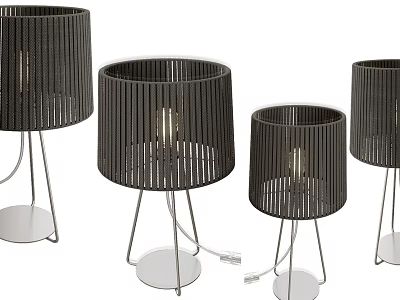 Modern Black Table Lamps With Cylindrical Lampshade Metal Stand And Round Base 3d model